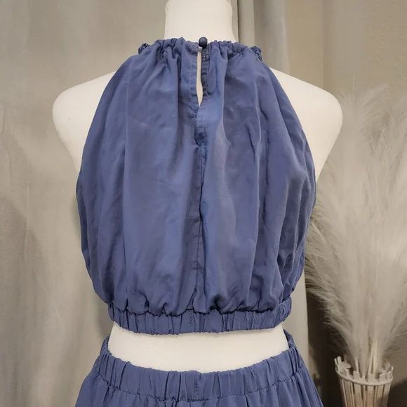 MIHOLL Dusty Blue Cutout Halter Maxi Dress - Picture 9 of 16